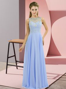 Edgy Lavender Sleeveless Beading Floor Length Dress for Prom
