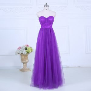 Smart Eggplant Purple Empire Tulle Sweetheart Sleeveless Ruching Floor Length Zipper Quinceanera Court of Honor Dress