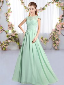 Clearance Scoop Cap Sleeves Clasp Handle Quinceanera Court of Honor Dress Apple Green Chiffon