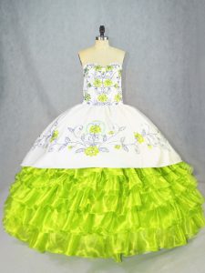 Lace Up Sweetheart Embroidery and Ruffled Layers 15th Birthday Dress Organza Sleeveless