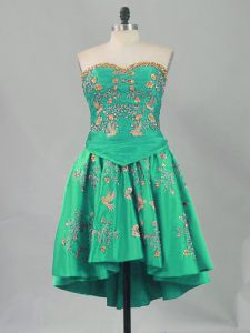Super Sweetheart Sleeveless Lace Up Embroidery Prom Gown in Turquoise