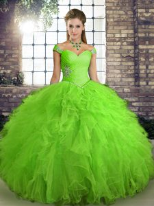 Charming Beading and Ruffles Quinceanera Dress Lace Up Sleeveless Floor Length