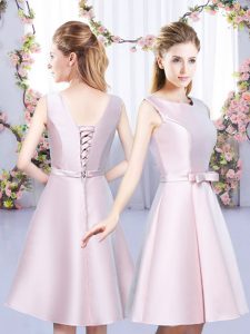 Edgy Mini Length A-line Sleeveless Baby Pink Quinceanera Court Dresses Lace Up