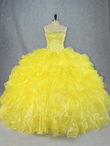 Sleeveless Beading and Ruffles Lace Up 15 Quinceanera Dress