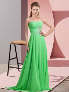 Free and Easy Floor Length Juniors Evening Dress Chiffon Sleeveless Beading and Ruching