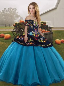 Attractive Sleeveless Lace Up Floor Length Embroidery Quinceanera Dress