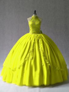 Most Popular Floor Length Ball Gowns Sleeveless Yellow Green Quinceanera Dress Lace Up