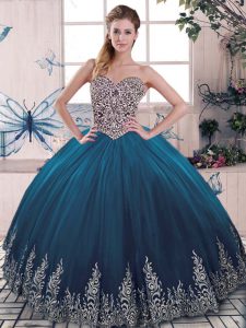 Sleeveless Lace Up Floor Length Beading and Appliques 15th Birthday Dress