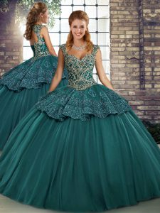 Noble Sleeveless Beading and Appliques Lace Up Quinceanera Gown