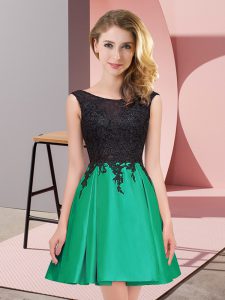 Unique Scoop Sleeveless Zipper Vestidos de Damas Green Satin