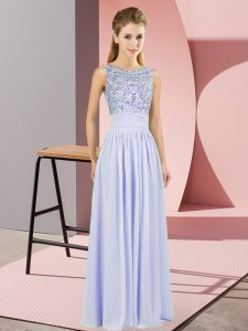 Lavender Homecoming Dress Prom and Party and Military Ball with Beading Scoop Sleeveless Backless