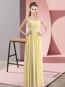 Modern Yellow Sweetheart Neckline Beading Prom Party Dress Sleeveless Zipper