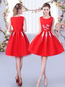 Popular Knee Length Zipper Vestidos de Damas Red for Wedding Party with Appliques