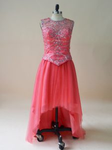 Simple Coral Red Scoop Sleeveless