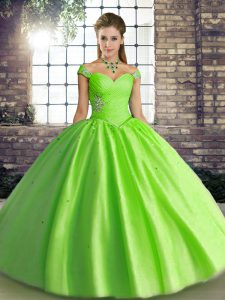 Low Price Tulle Sleeveless Floor Length Quinceanera Gowns and Beading