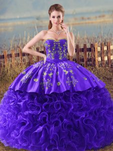 Top Selling Sleeveless Brush Train Embroidery and Ruffles Lace Up Sweet 16 Dress