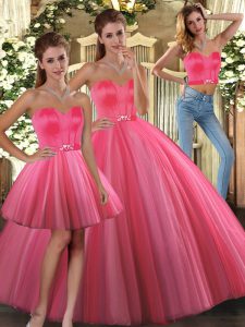 Smart Coral Red Ball Gown Prom Dress Sweet 16 and Quinceanera with Beading Sweetheart Sleeveless Lace Up