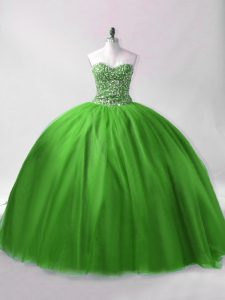 Flare Floor Length Green Quinceanera Gowns Sweetheart Sleeveless Lace Up