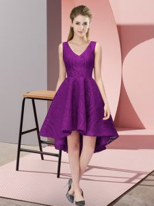 Clearance Purple Sleeveless Lace Zipper Dama Dress for Quinceanera for Wedding Party