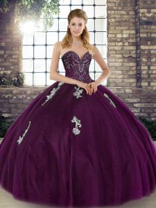 Sleeveless Beading and Appliques Lace Up Quinceanera Gowns
