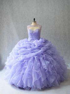 Ball Gowns Sleeveless Lavender Sweet 16 Dresses Brush Train Lace Up