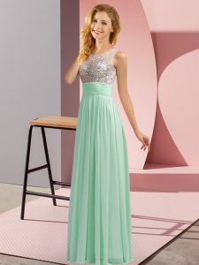 Romantic Floor Length Empire Sleeveless Apple Green Court Dresses for Sweet 16 Side Zipper