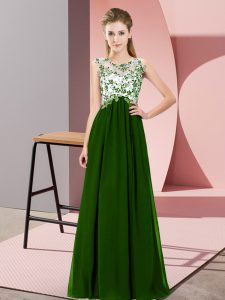 Perfect Beading and Appliques Quinceanera Dama Dress Green Zipper Sleeveless Floor Length