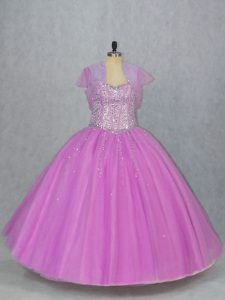 Beautiful Floor Length Lilac Ball Gown Prom Dress Sweetheart Sleeveless Lace Up