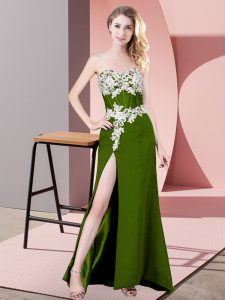 Custom Designed Floor Length Olive Green Prom Evening Gown Sweetheart Sleeveless Zipper