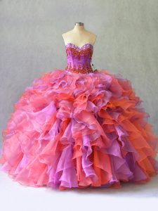 Exquisite Multi-color Sweetheart Lace Up Beading and Ruffles Quinceanera Gowns Sleeveless