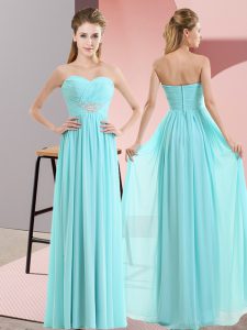 Sleeveless Zipper Floor Length Beading Prom Gown