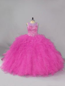 Sumptuous Lace Sleeveless Quinceanera Gown and Beading and Ruffles