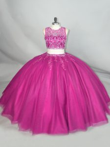 Free and Easy Fuchsia 15 Quinceanera Dress Sweet 16 and Quinceanera with Beading Scoop Sleeveless Zipper
