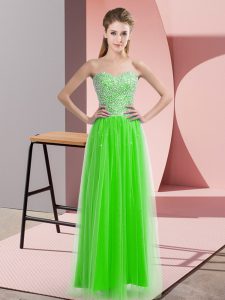 Spectacular Tulle Sweetheart Sleeveless Lace Up Beading Dress for Prom in