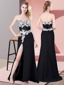 Exquisite Black Sweetheart Neckline Lace and Appliques Evening Dress Sleeveless Zipper