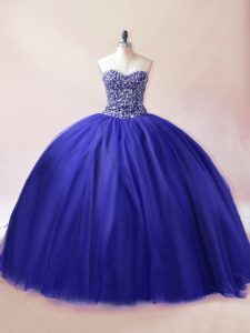 Floor Length Ball Gowns Sleeveless Royal Blue Sweet 16 Quinceanera Dress Lace Up