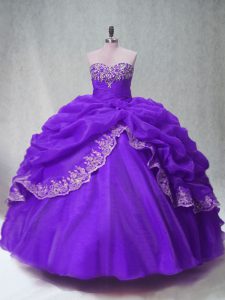 Sleeveless Beading and Appliques and Pick Ups Lace Up Ball Gown Prom Dress