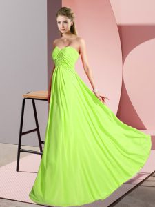 Yellow Green Sweetheart Neckline Ruching Homecoming Dress Sleeveless Lace Up