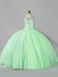 Tulle Sleeveless Floor Length Quinceanera Gowns and Sequins
