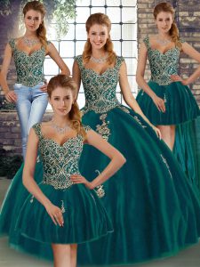 Sleeveless Beading and Appliques Lace Up Quinceanera Gowns