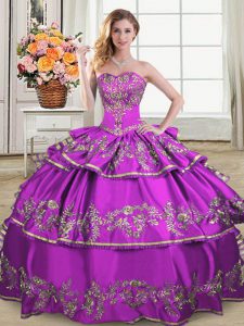 Glamorous Purple Sleeveless Organza Lace Up Sweet 16 Quinceanera Dress for Sweet 16 and Quinceanera