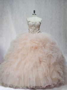Tulle Sleeveless Sweet 16 Dresses and Beading and Ruffles