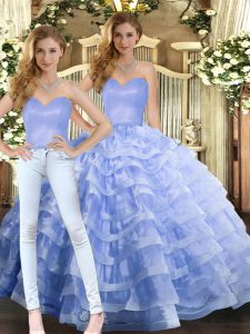 Organza Sleeveless Floor Length Quinceanera Gowns and Ruffled Layers