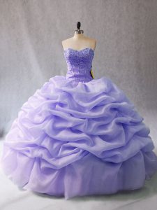 Sweet Lavender Sleeveless Beading and Pick Ups Quinceanera Gowns