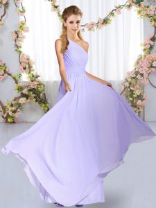 Fashion Lavender Sleeveless Ruching Floor Length Court Dresses for Sweet 16