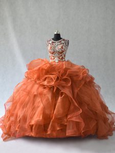 Ball Gowns Sleeveless Rust Red Quinceanera Dress Lace Up