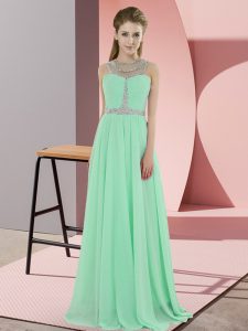 Apple Green Scoop Zipper Beading Prom Evening Gown Sleeveless