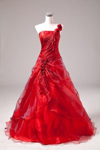 Floor Length Ball Gowns Sleeveless Red Vestidos de Quinceanera Lace Up