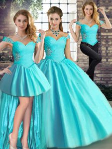 Designer Tulle Sleeveless Floor Length Quinceanera Gowns and Beading