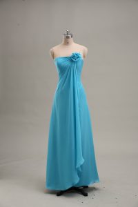 Fine Floor Length Empire Sleeveless Teal Prom Dresses Zipper